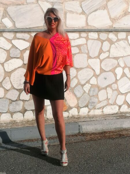Orange Blouse Silk Polyester